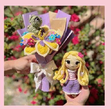 Buque Rapunzel em crochê feito à mão