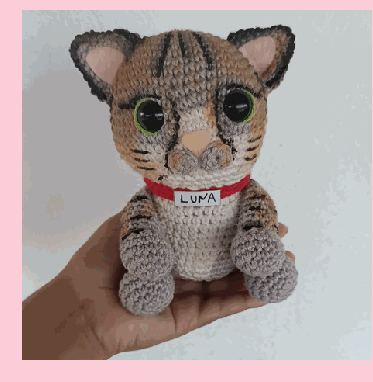 Gatinho 15cm em crochê feito à mão