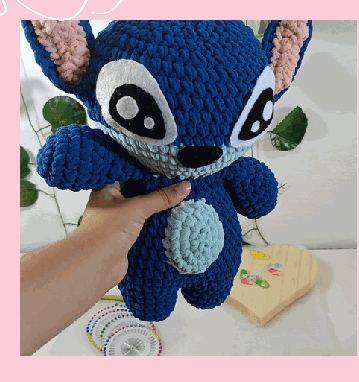 Stitch 30cm em crochê feito à mão