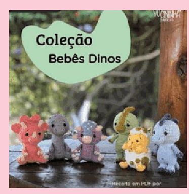 Coleção 6 dinos em crochê feito à mão