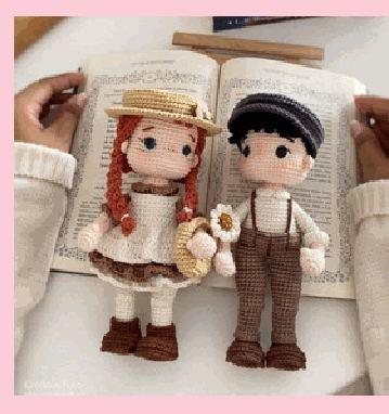 Anne e Gilbert em crochê feito à mão